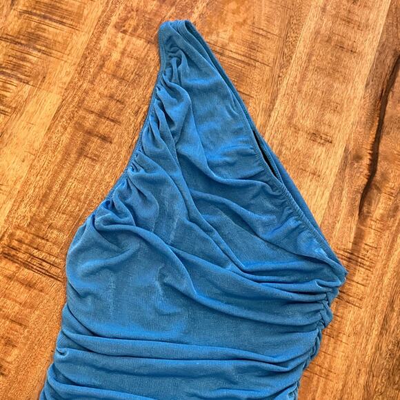 Lioness The Goddess Mini Dress XS Teal Blue Shimmer - Picture 9 of 12